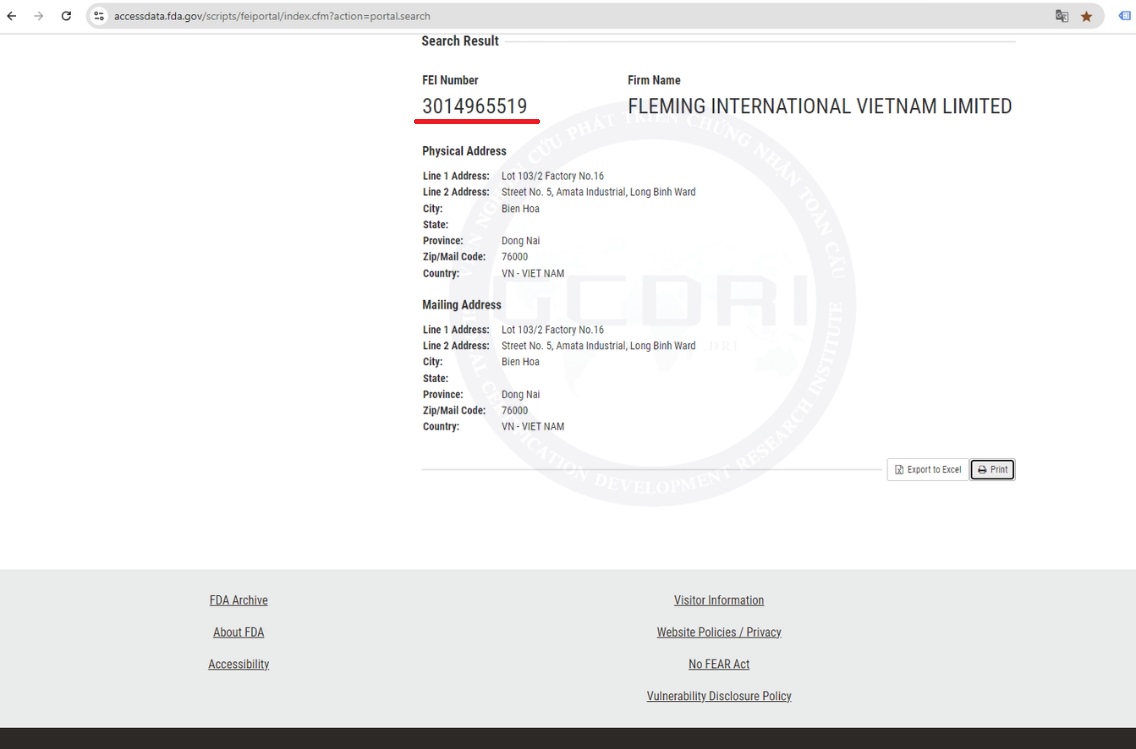 Hướng dẫn tra cứu mã FEI (FDA Establishment Identifier) Facility FEI Number