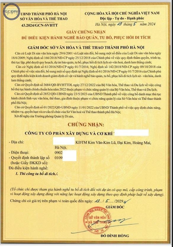 Cấp Chứng Chỉ Hành Nghề Tu Bổ Di Tích Cần Điều Kiện Gì? - Chứng Chỉ Hành Nghề Tu Bổ Di Tích