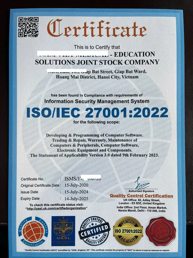 Cấp Chứng Nhận ISO 27001 hệ thống quản lý thông tin (ISMS)